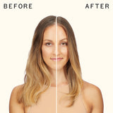 before and after using the wizard detangling primer | amika