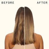 before and after using the wizard detangling primer | amika
