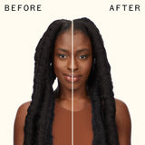 before and after using reset pink charcoal scalp cleansing oil | amika