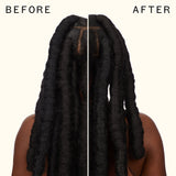 before and after using reset pink charcoal scalp cleansing oil | amika